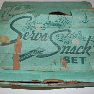 Vintage Anchor Glass Hocking Grapes & Leaves Clear Sparkaling Serva Snack Set 8